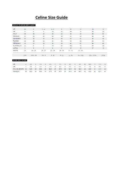 celine sizing|celine size chart.